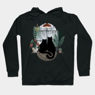 Rainy Day Cats (on Black) Hoodie